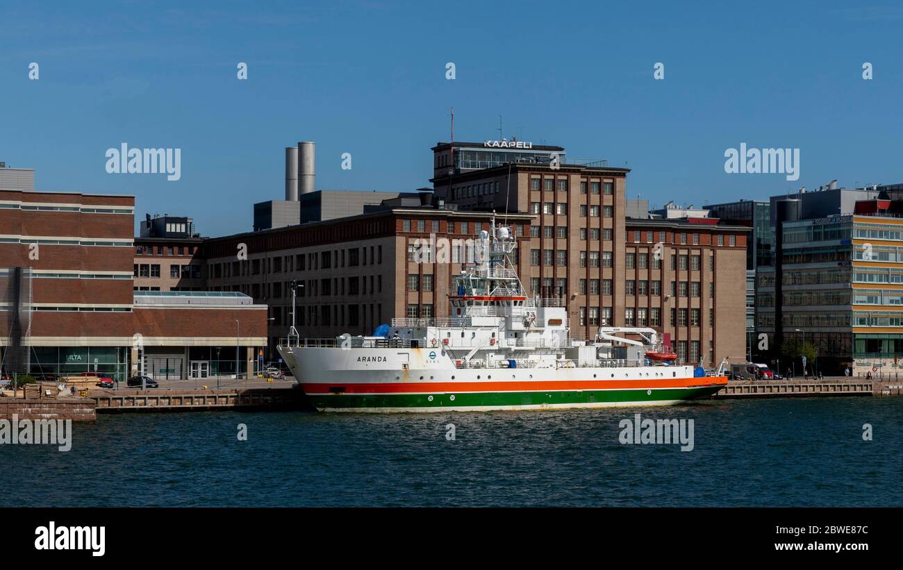 Aranda est un navire de recherche finlandais renforcé par la glace qui navigue sous le drapeau finlandais. Il est équipé d'un équipement de recherche de pointe. Banque D'Images