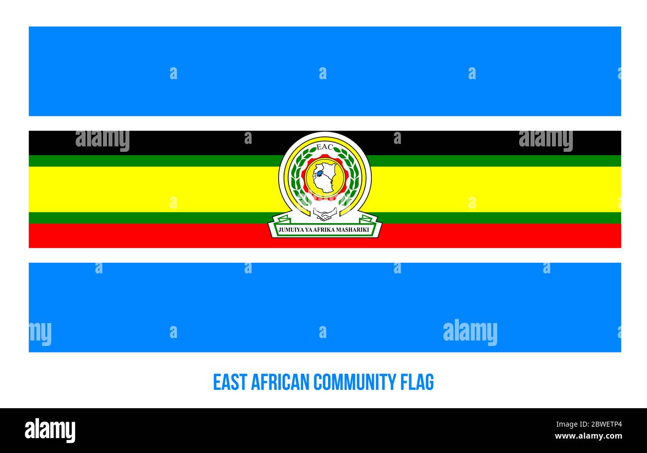 Illustration du vecteur du drapeau de la communauté d'Afrique de l'est sur fond blanc. Banque D'Images