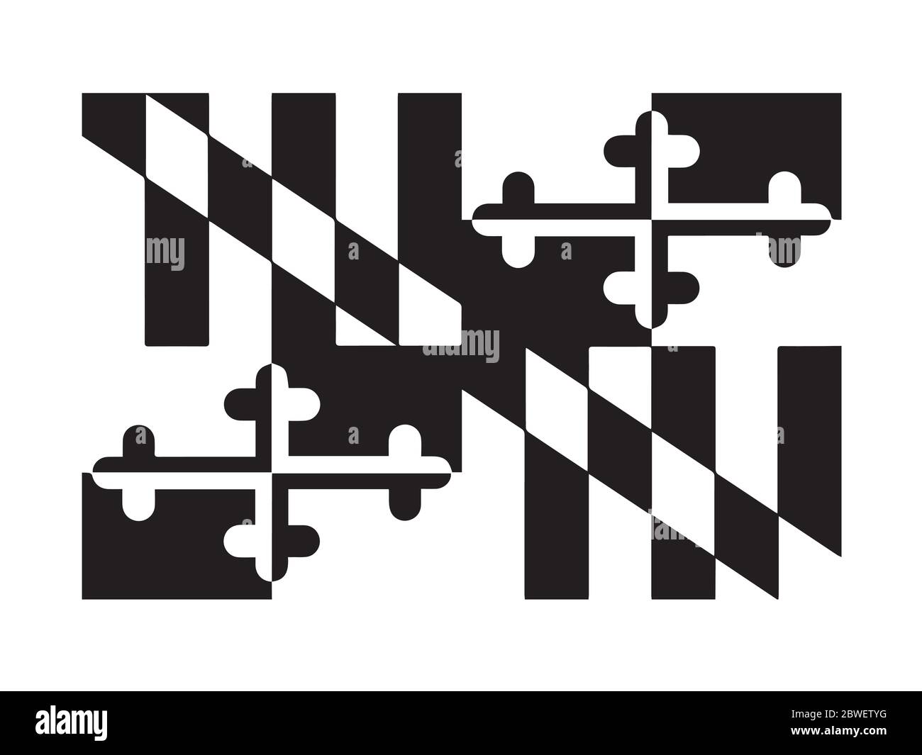 Drapeau d'État du Maryland. États-Unis d'Amérique. Fichier vectoriel EPS noir et blanc. Illustration de Vecteur