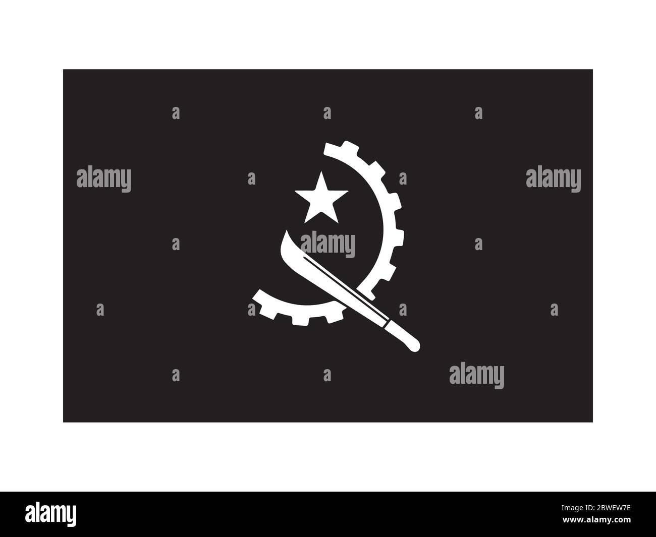 Angola drapeau noir et blanc. Bannière nationale du logo. Fichier vectoriel EPS monochrome en niveaux de gris. Illustration de Vecteur