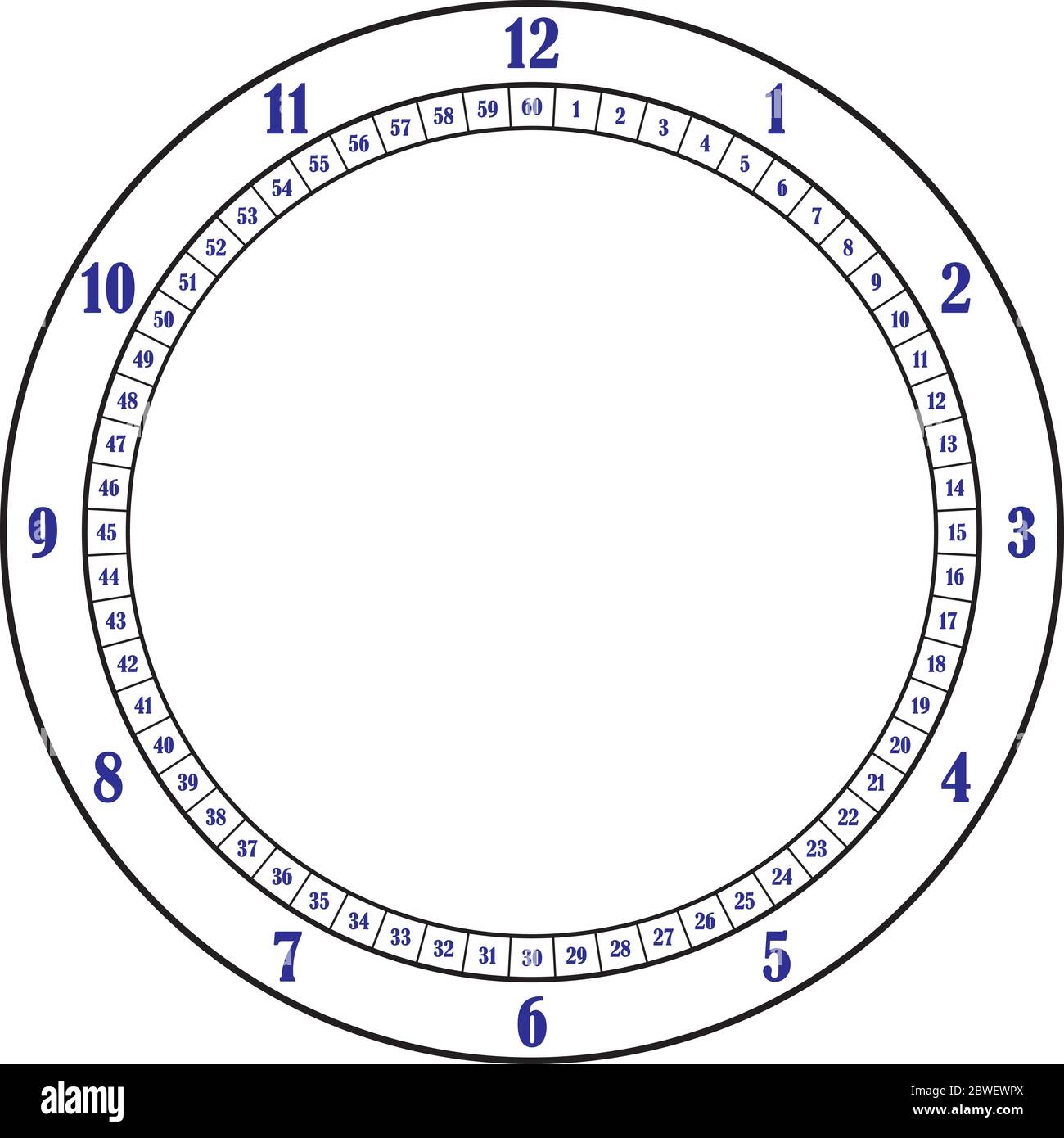 cadran horloge noir volant cadre bleu chiffres sur fond transparent coupe design Illustration de Vecteur