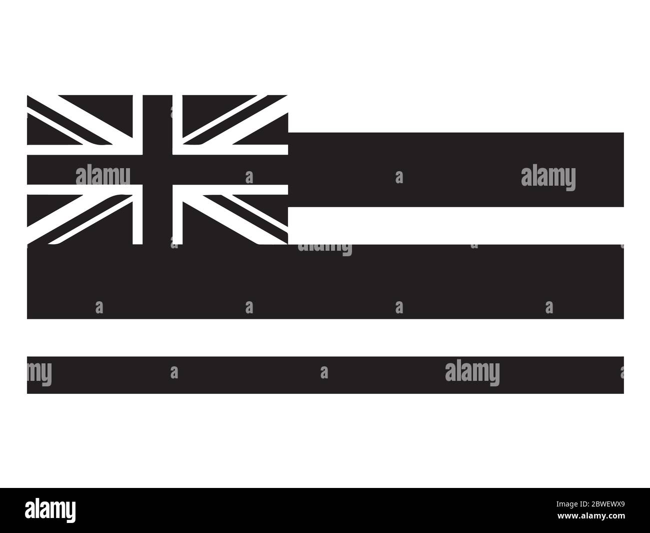 Drapeau d'État Hawaii HI. États-Unis d'Amérique. Fichier vectoriel EPS noir et blanc. Illustration de Vecteur