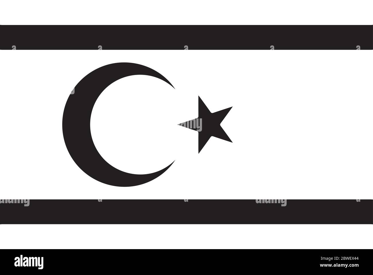 Chypre du Nord drapeau noir et blanc. Bannière nationale du logo. Fichier vectoriel EPS monochrome en niveaux de gris. Illustration de Vecteur