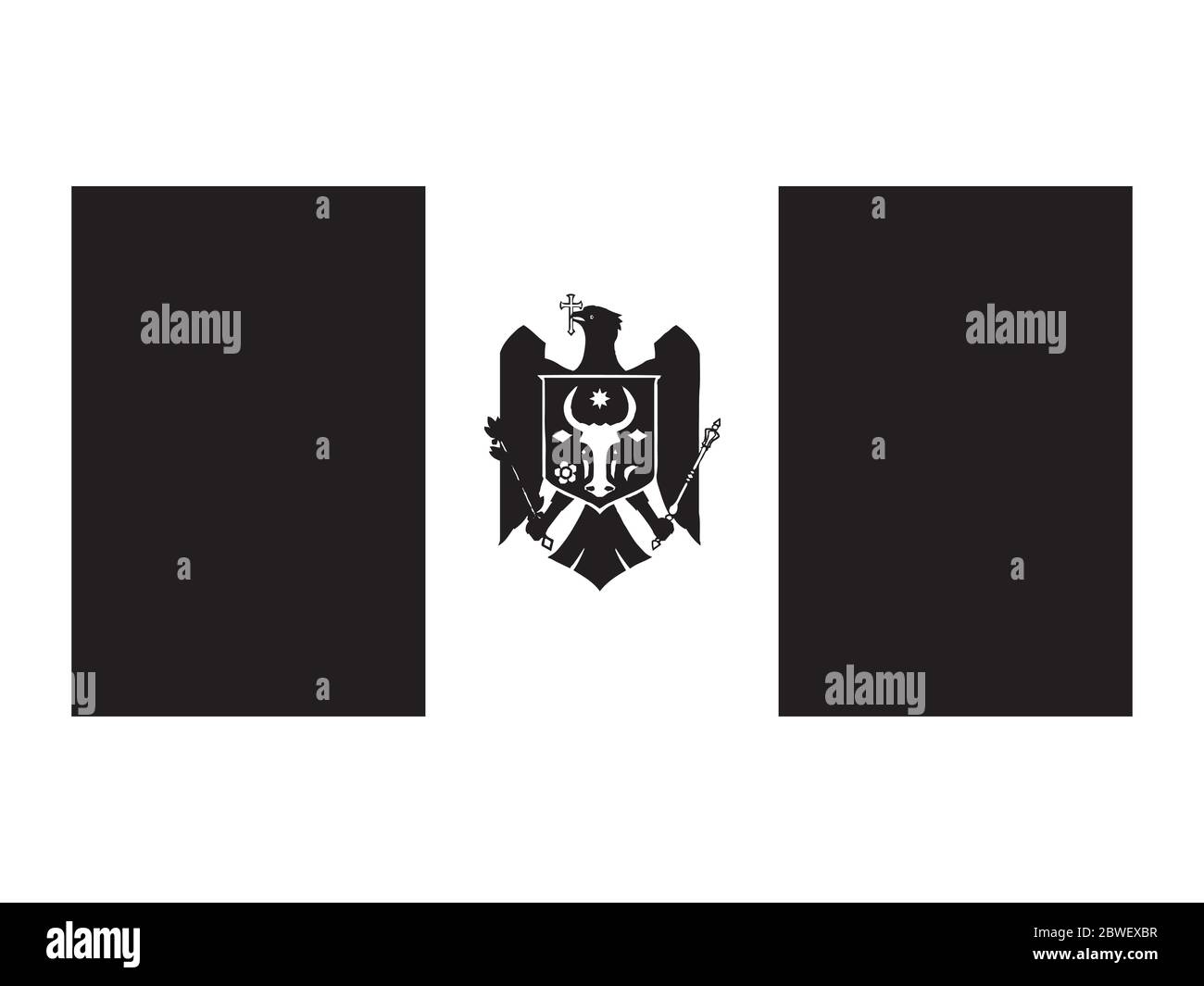 Drapeau de Moldavie Noir et blanc. Bannière nationale du logo. Fichier vectoriel EPS monochrome en niveaux de gris. Illustration de Vecteur