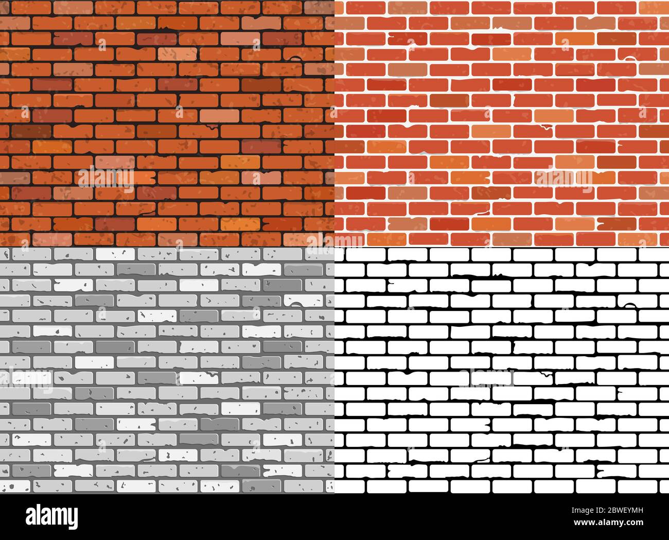 Définir des textures de mur de briques sans couture Illustration de Vecteur