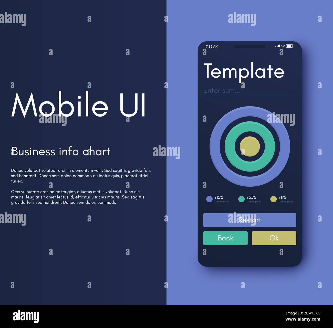Interface infographie des applications mobiles. Conception de l'interface utilisateur, illustration vectorielle. Infographies pour les applications Web et mobiles Illustration de Vecteur