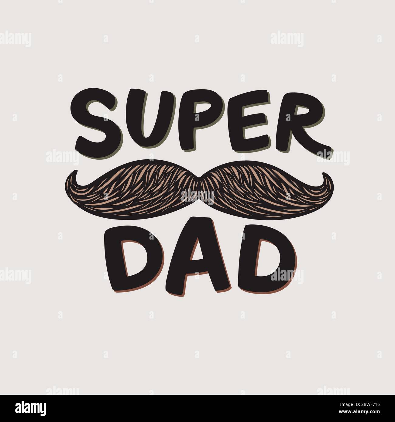 Lettrage Super Dad. Carte de vœux de fête des pères. Lettres mignonnes dessinées à la main. Badge beige super-héros Daddy. Illustration vectorielle isolée. Illustration de Vecteur