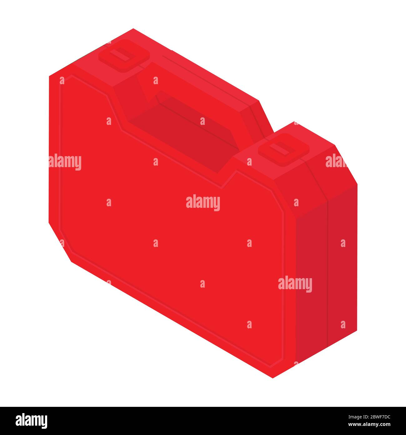 Boîte à outils en plastique rouge isolée sur fond blanc vue isométrique. Vecteur Illustration de Vecteur