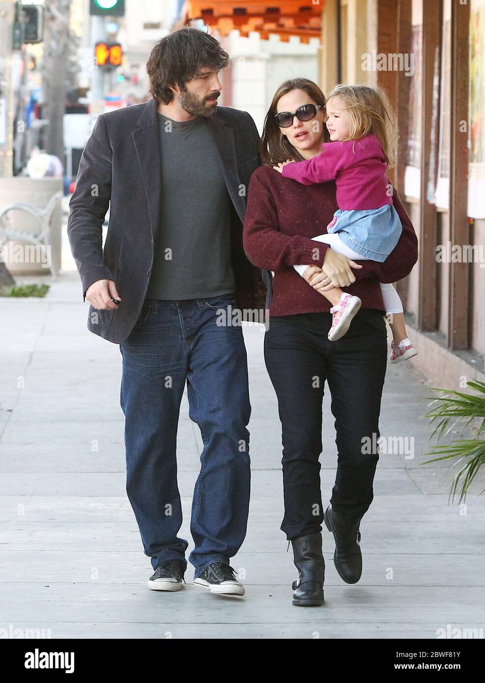 Ben Affleck et Jennifer Garner prennent Seraphina pour le petit déjeuner, Santa Monica, CA Banque D'Images