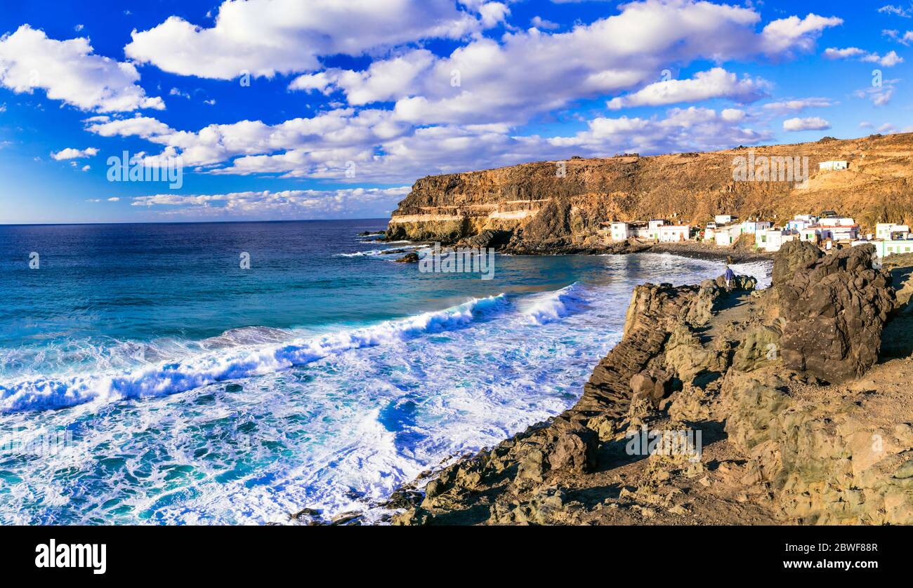Île de Fuerteventura - plage préservée et village de pêcheurs traditionnel Puertito de los Molinos. Îles Canaries.Espagne. Banque D'Images