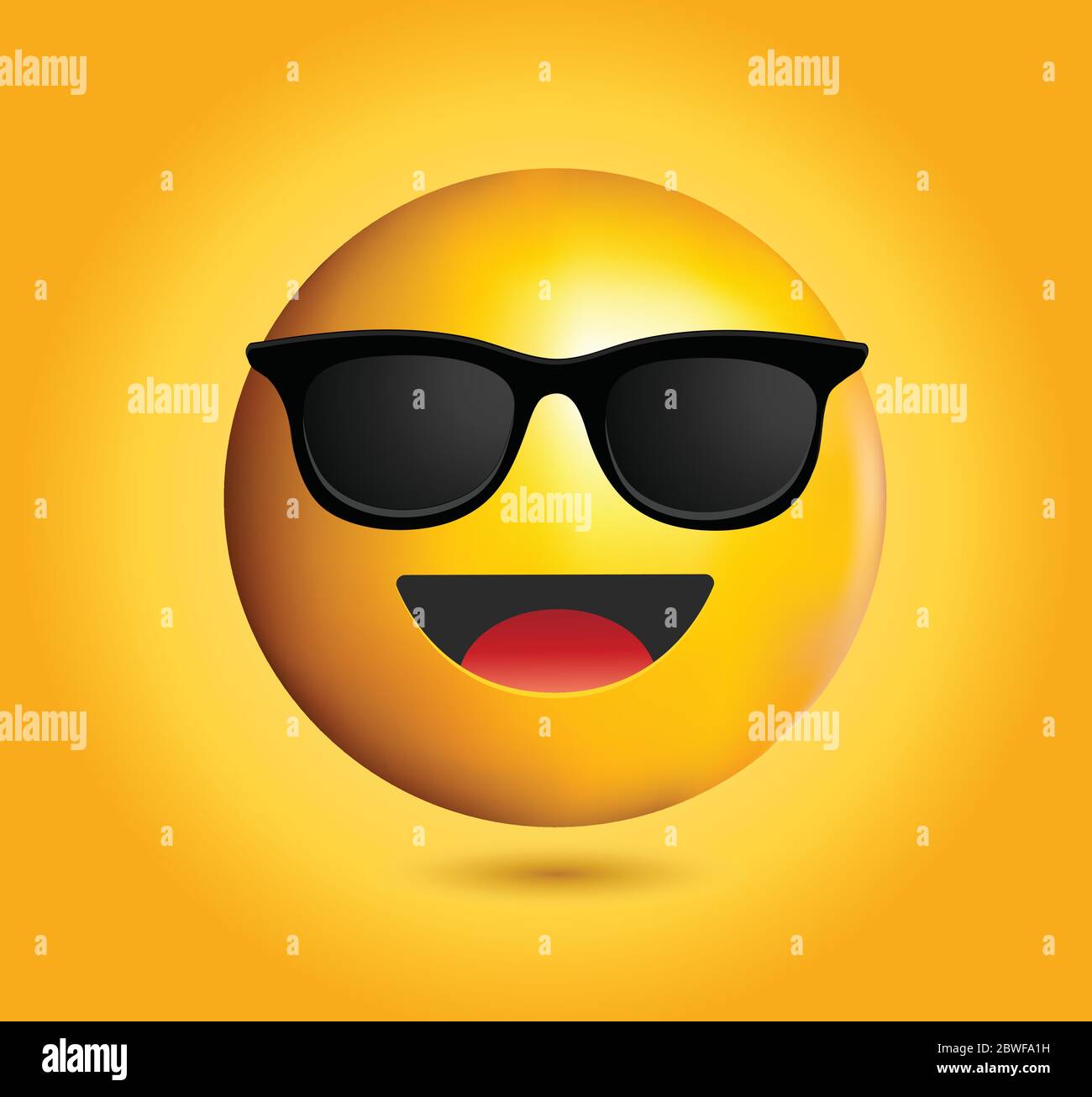 Émoticone de haute qualité avec lunettes de soleil.vecteur Emoji. Visage  souriant et sympa avec illustration vectorielle lunettes de soleil. Un  visage jaune avec sourire et lunettes de soleil Image Vectorielle Stock -