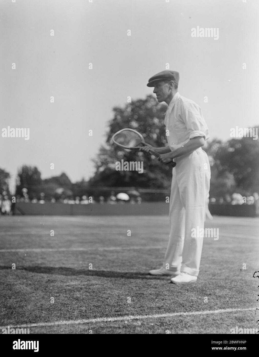 Tennis à Beckenham . Norman E Brookes , joueur amateur et champion du monde . 1919 Banque D'Images