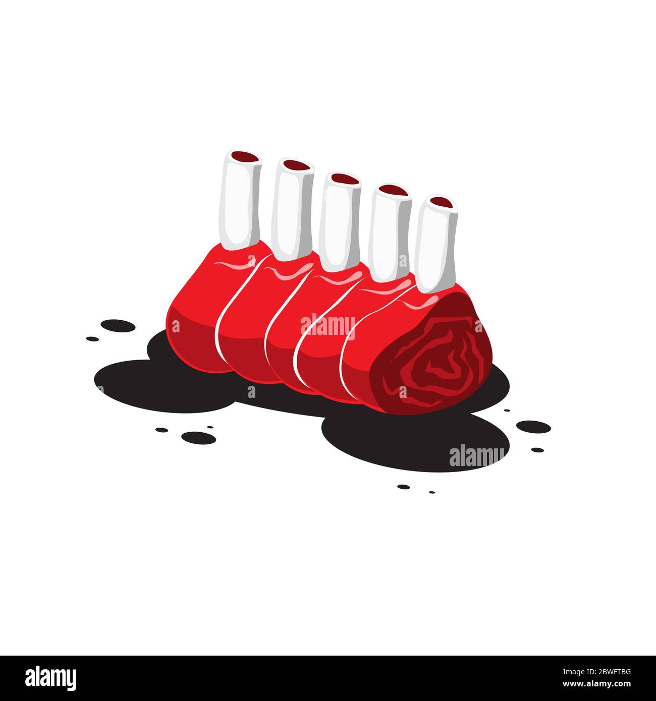 viande d'os juteuse sur fond blanc isolé. Image vectorielle. Dessin animé Illustration de Vecteur