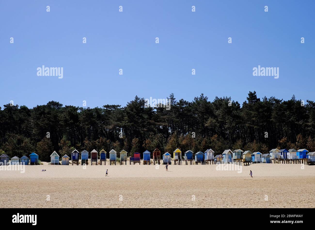 rangée de cabanes de plage à wells-next-the-sea, nord de norfolk, angleterre Banque D'Images