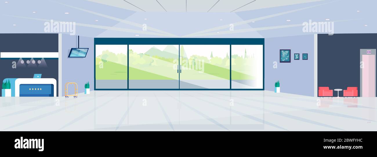 Vecteur d'un hall d'accueil moderne d'un hôtel contemporain Illustration de Vecteur