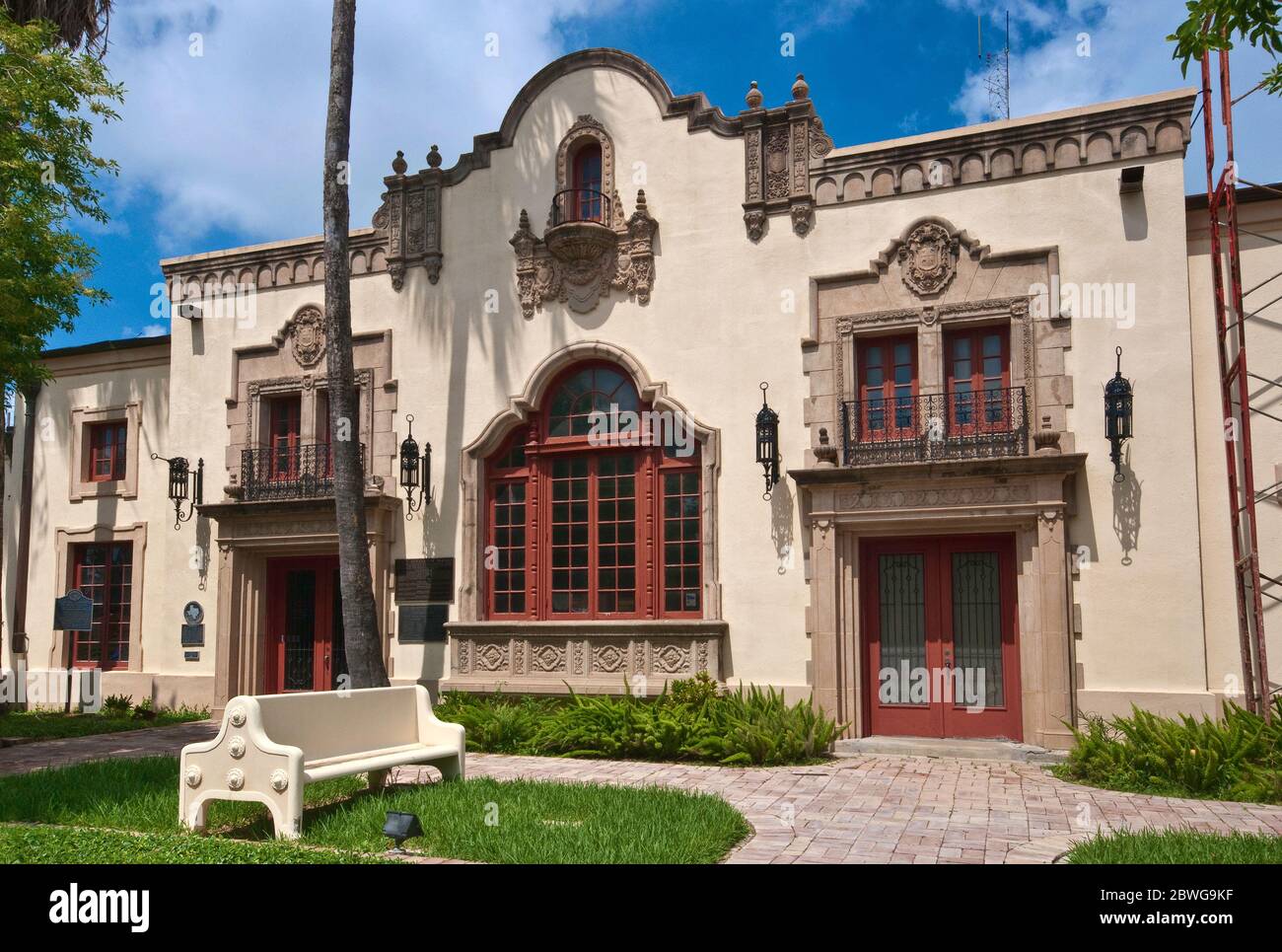 Musée historique de Brownsville, ancien dépôt du Pacifique Sud (1929), style colonial espagnol de renouveau, Brownsville, Rio Grande Valley, Texas, États-Unis Banque D'Images
