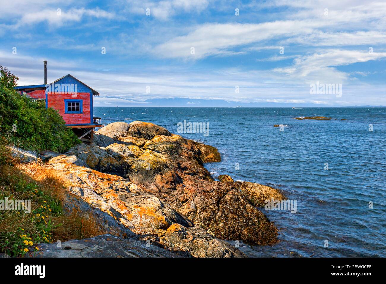 Petite cabane sur l'océan à Victoria, Canada Banque D'Images