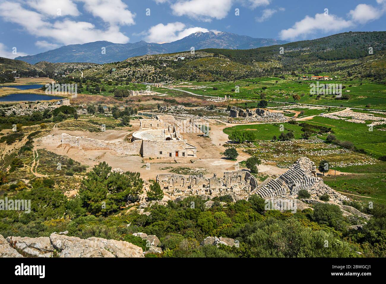 Vue sur les ruines de l'ancienne ville lycienne de Patara, à Antalya, Turquie Banque D'Images