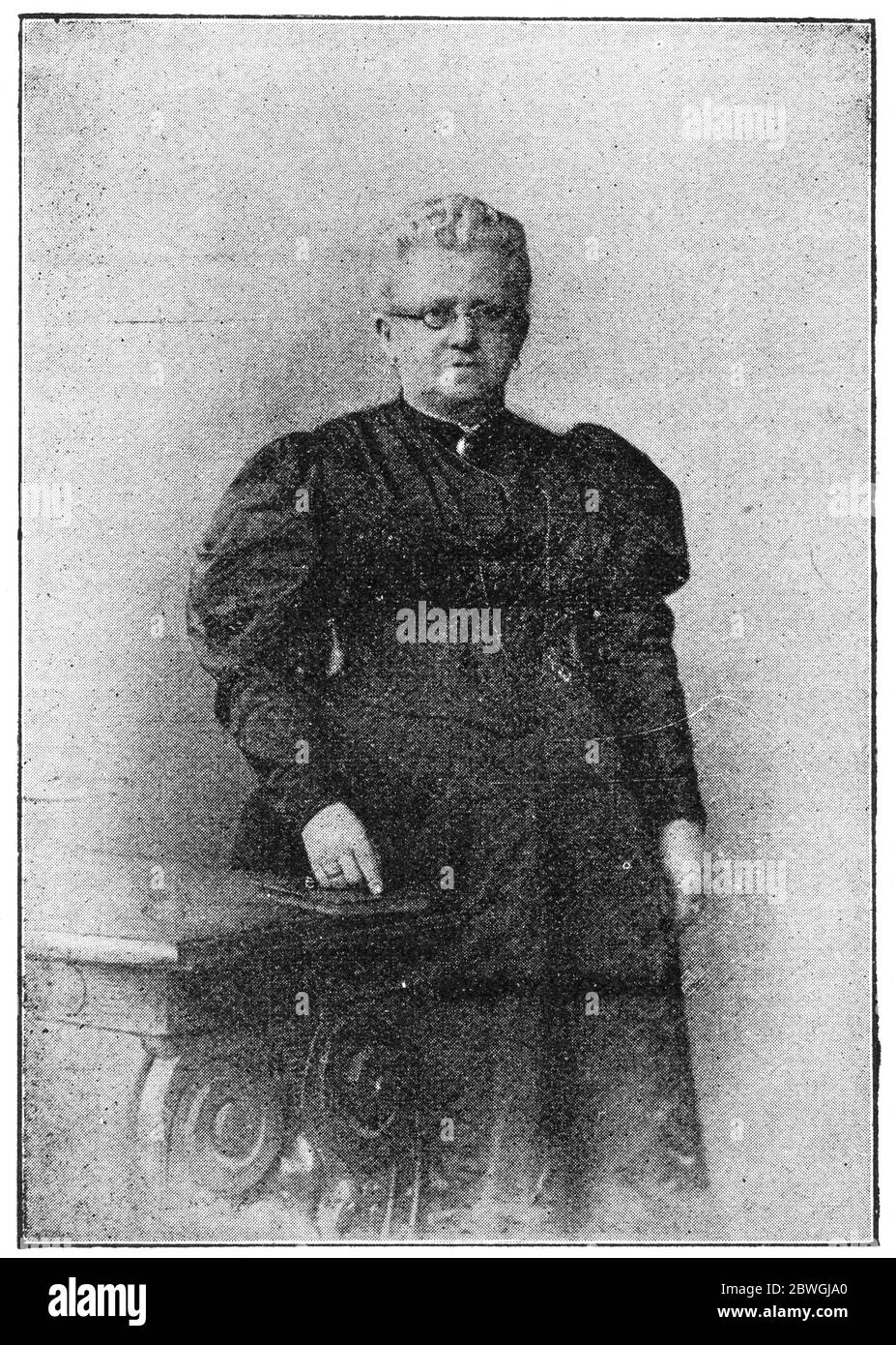 Portrait de Lina Morgenstern - écrivain, éducatrice, féministe et pacifiste allemand. Illustration du XIXe siècle. Fond blanc. Banque D'Images