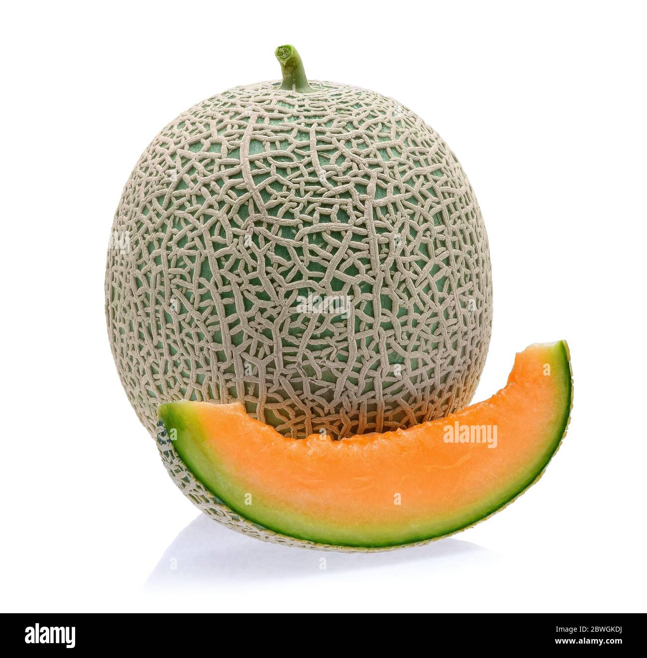 Melon cantaloup isolé sur fond blanc Banque D'Images