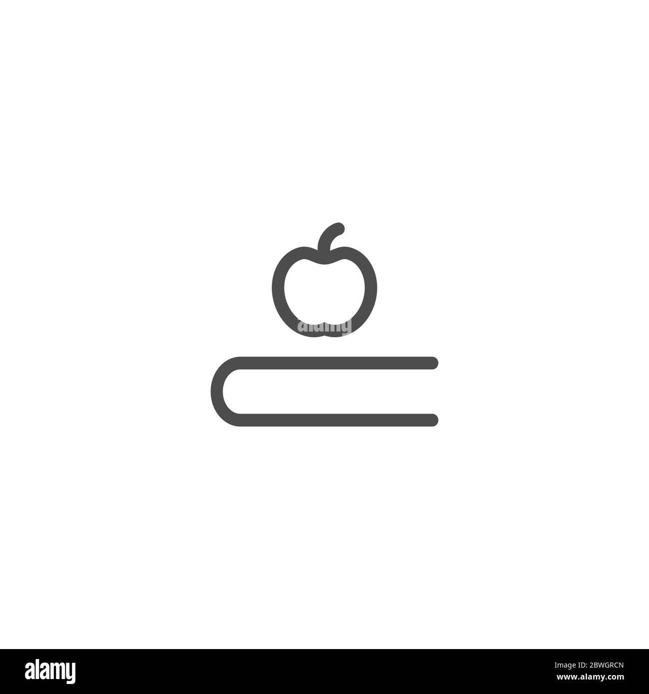 Pile de livres contours silhouette et Apple. Isolé sur fond blanc. Télévision le minimalisme icône. Vector illustration. Logo de la connaissance. L'éducation pictog Illustration de Vecteur