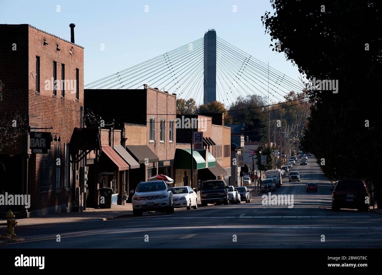 Pont Bill Emerson Memorial et horizon de Cape Girardeau, Missouri. Banque D'Images