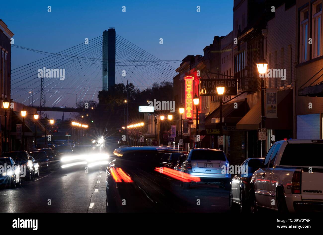 Pont Bill Emerson Memorial et horizon de Cape Girardeau, Missouri. Banque D'Images