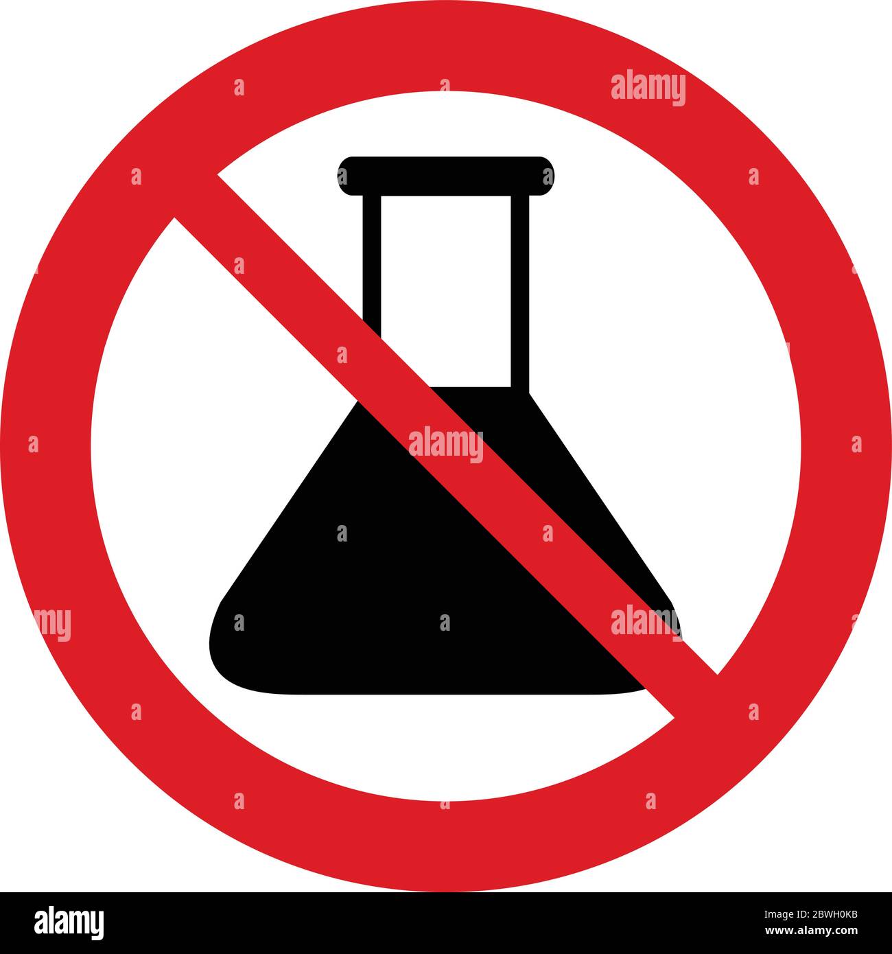 Pas de produit chimique. Sans produit chimique signe vectoriel. Aucune icône de vecteur GMO. Le cercle rouge interdisant de chanter Illustration de Vecteur