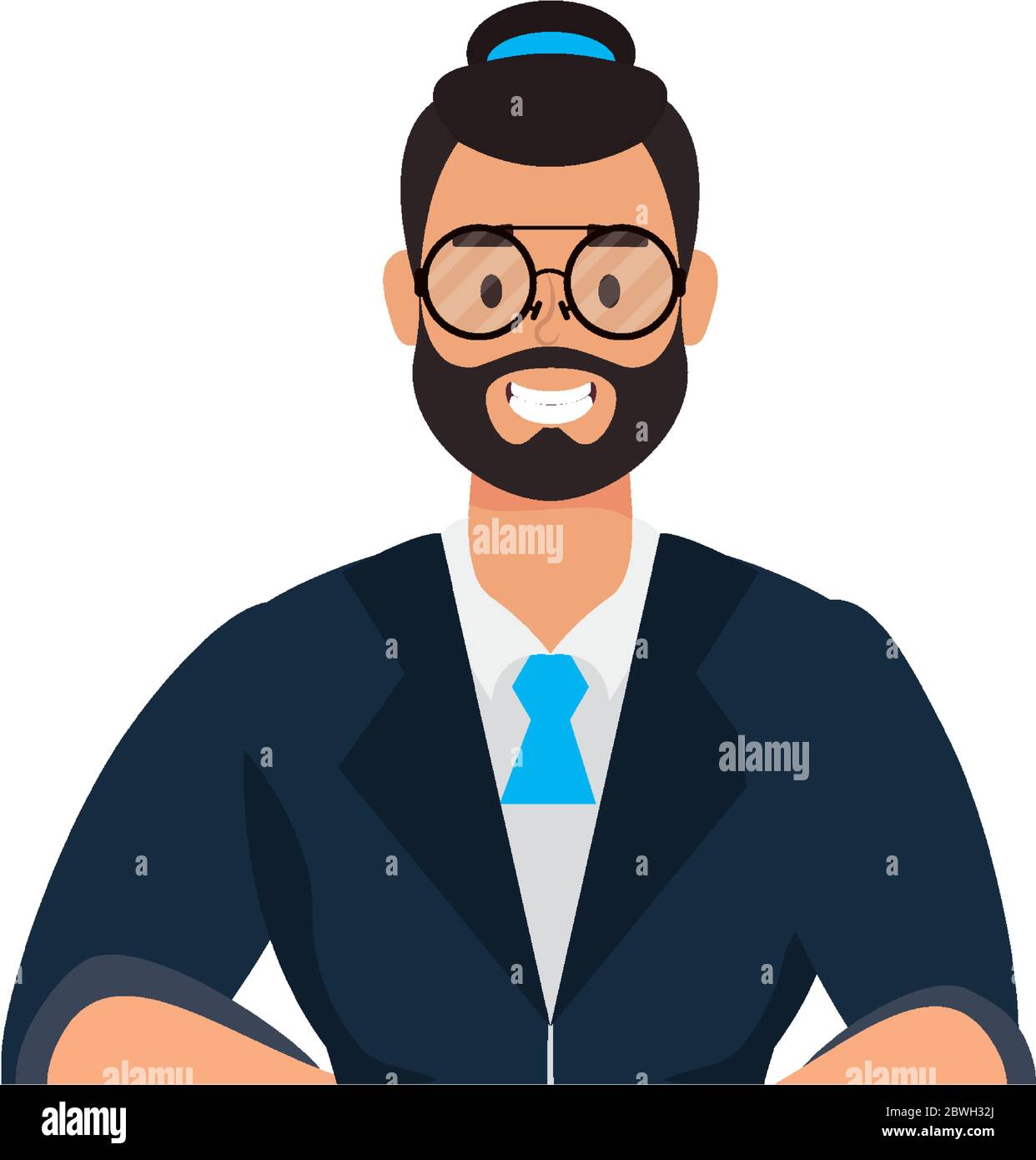 Avatar isolé avec barbe et lunettes à motif vectoriel Illustration de Vecteur