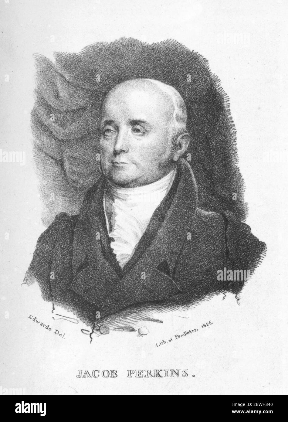 Jacob Perkins (1766 – 1849) inventeur américain, ingénieur en mécanique et physicien Banque D'Images
