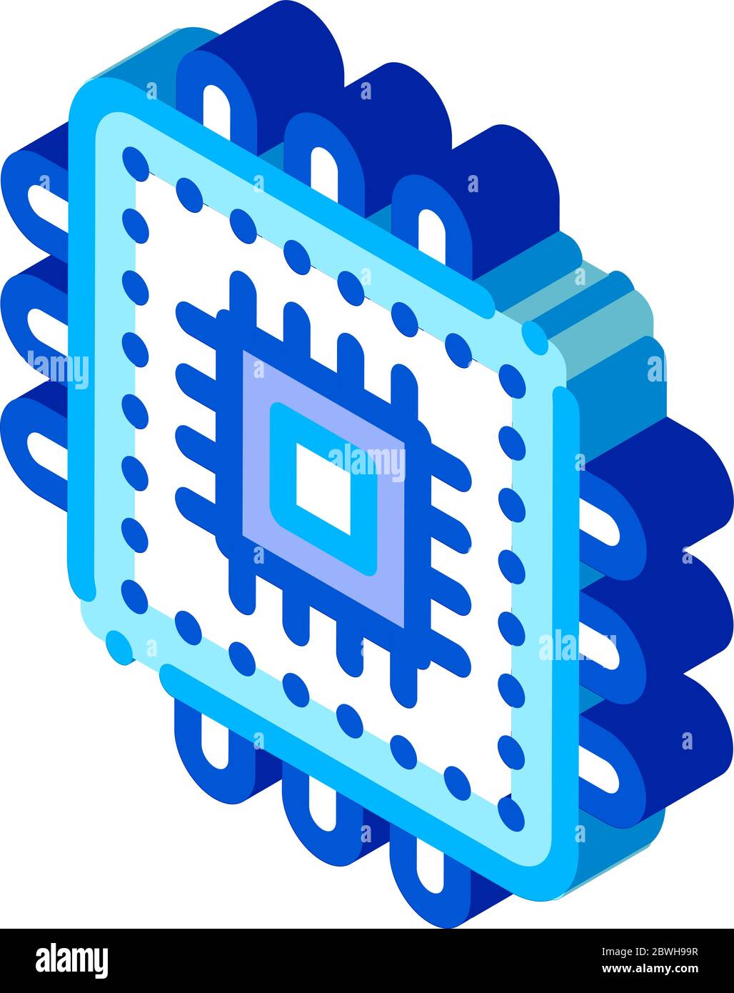 Illustration vectorielle de l'icône isométrique du processeur d'éléments informatiques Illustration de Vecteur