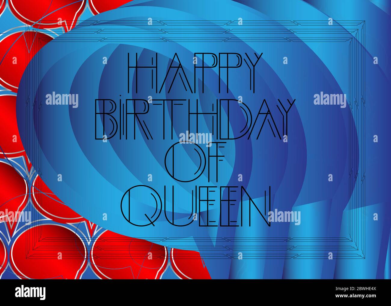 Art Deco Joyeux Anniversaire De La Reine Texte Carte De Voeux Decorative Panneau Avec Lettres Vintage Image Vectorielle Stock Alamy