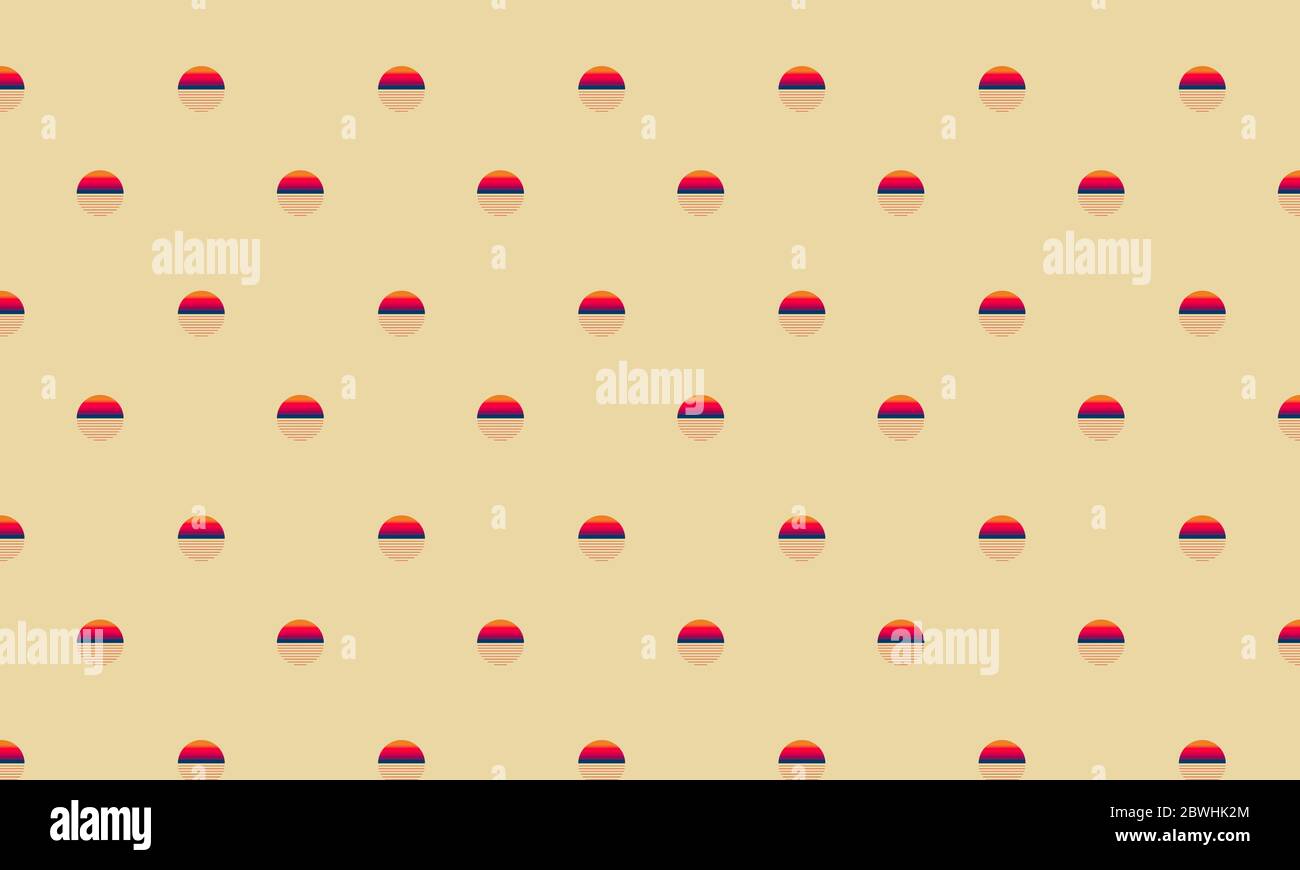 Illustration vectorielle d'un motif transparent de coucher de soleil. Banque D'Images