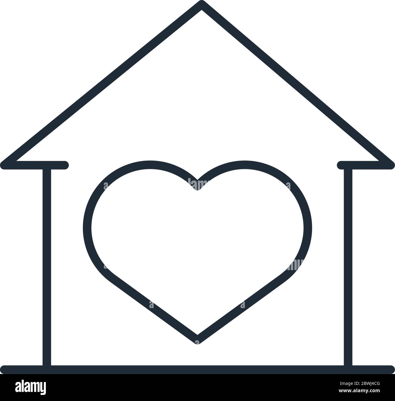 Maison Amour Coeur Jour De Famille Icone Dans Le Style De Dessin Vectoriel Illustration Image Vectorielle Stock Alamy