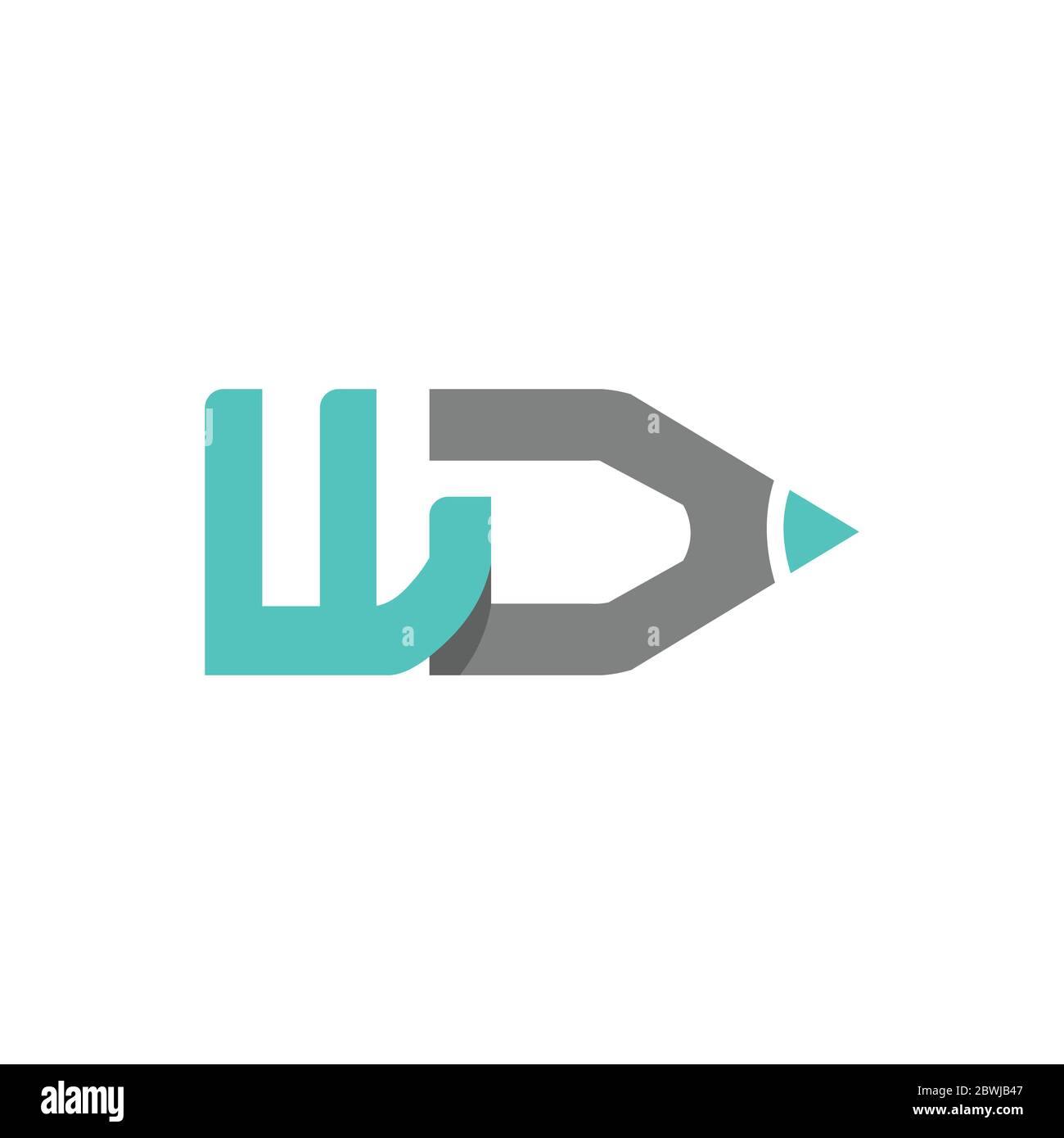Lettre créative WD web code design typographie vecteur logo. Site Web coding design lettre WD avec forme de crayon icône vecteur Illustration de Vecteur