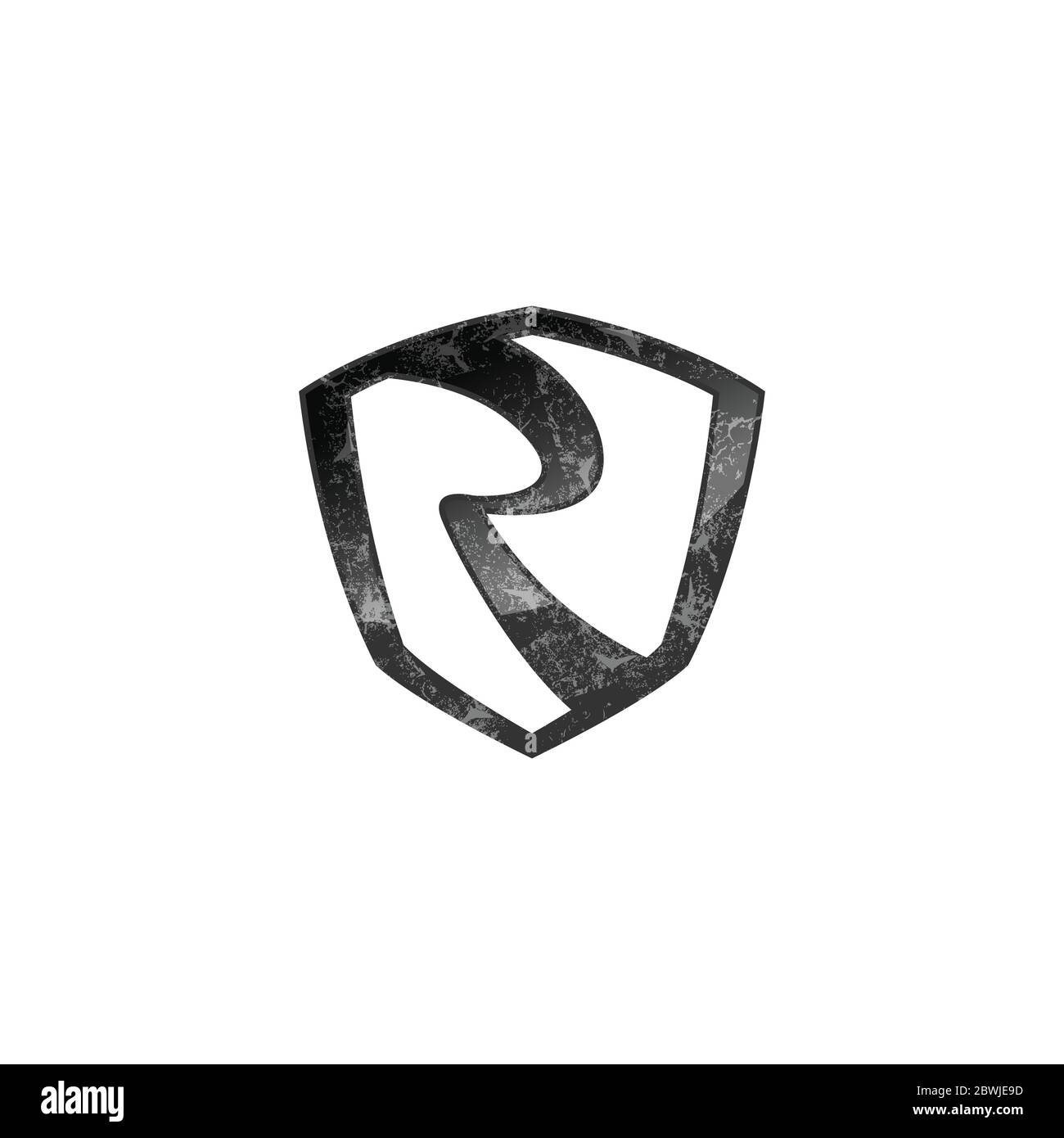 Concept de logo militaire de lettre R avec écran de texture de grunge isolé sur un fond blanc Illustration de Vecteur