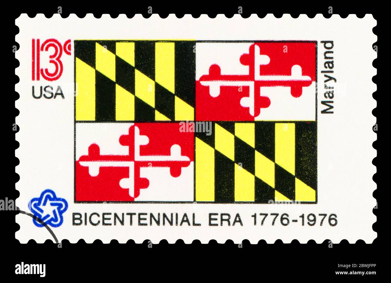 ÉTATS-UNIS D'AMÉRIQUE - VERS 1976 : timbre imprimé aux États-Unis dédié au Maryland, vers 1976. Banque D'Images