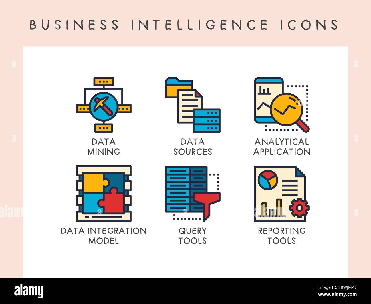 Icônes de concept de veille stratégique pour le site Web, l'application, le blog, la présentation, etc Illustration de Vecteur