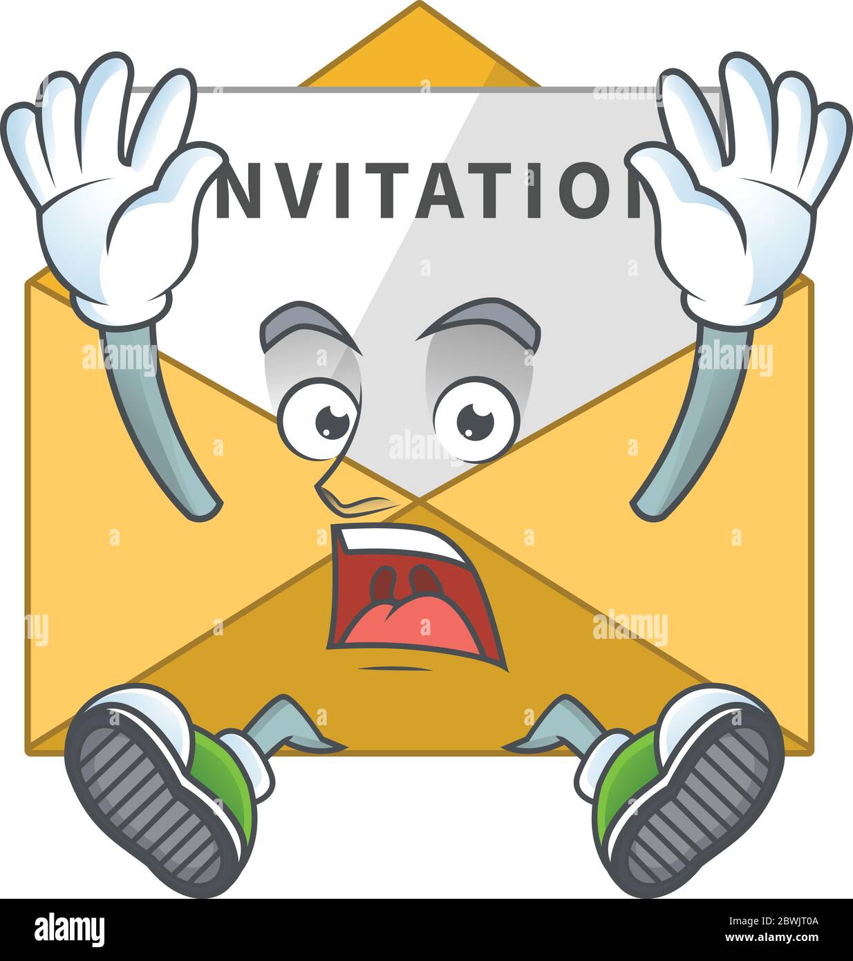 dessin animé de personnage de message d'invitation ayant un geste choquant Illustration de Vecteur