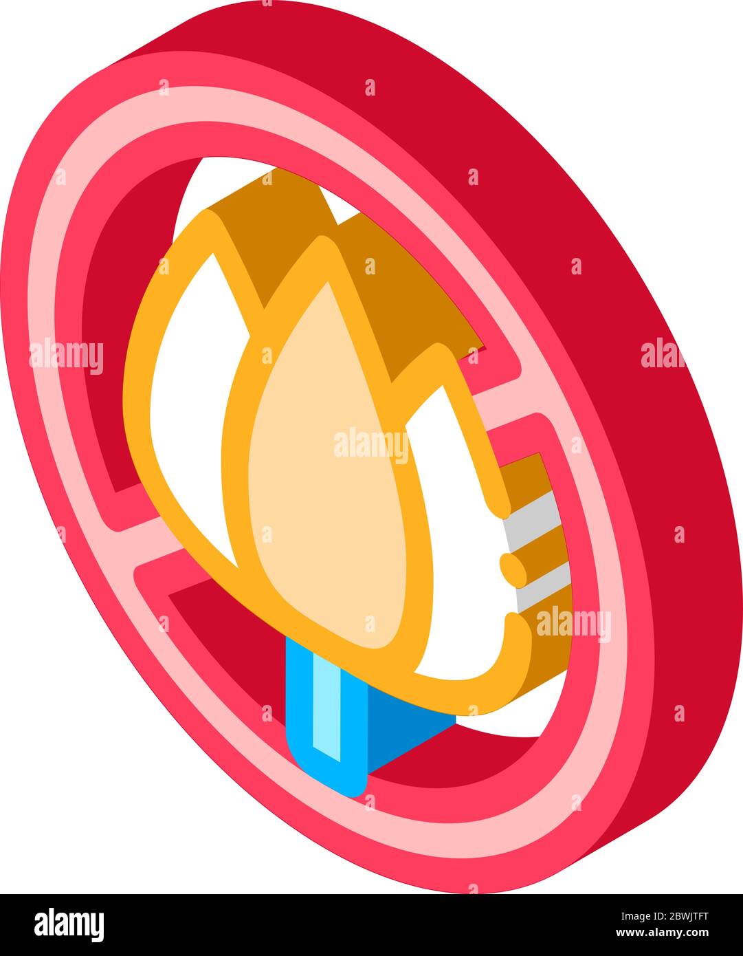 Illustration vectorielle d'icône isométrique à motif fleurs et panneau libre d'allergènes Illustration de Vecteur