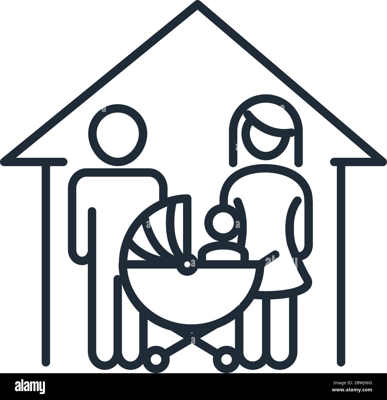 Pere Mere Et Bebe Dans La Maison De Bebe Jour De Famille Icone Dans Le Style De Dessin Vectoriel Illustration Image Vectorielle Stock Alamy