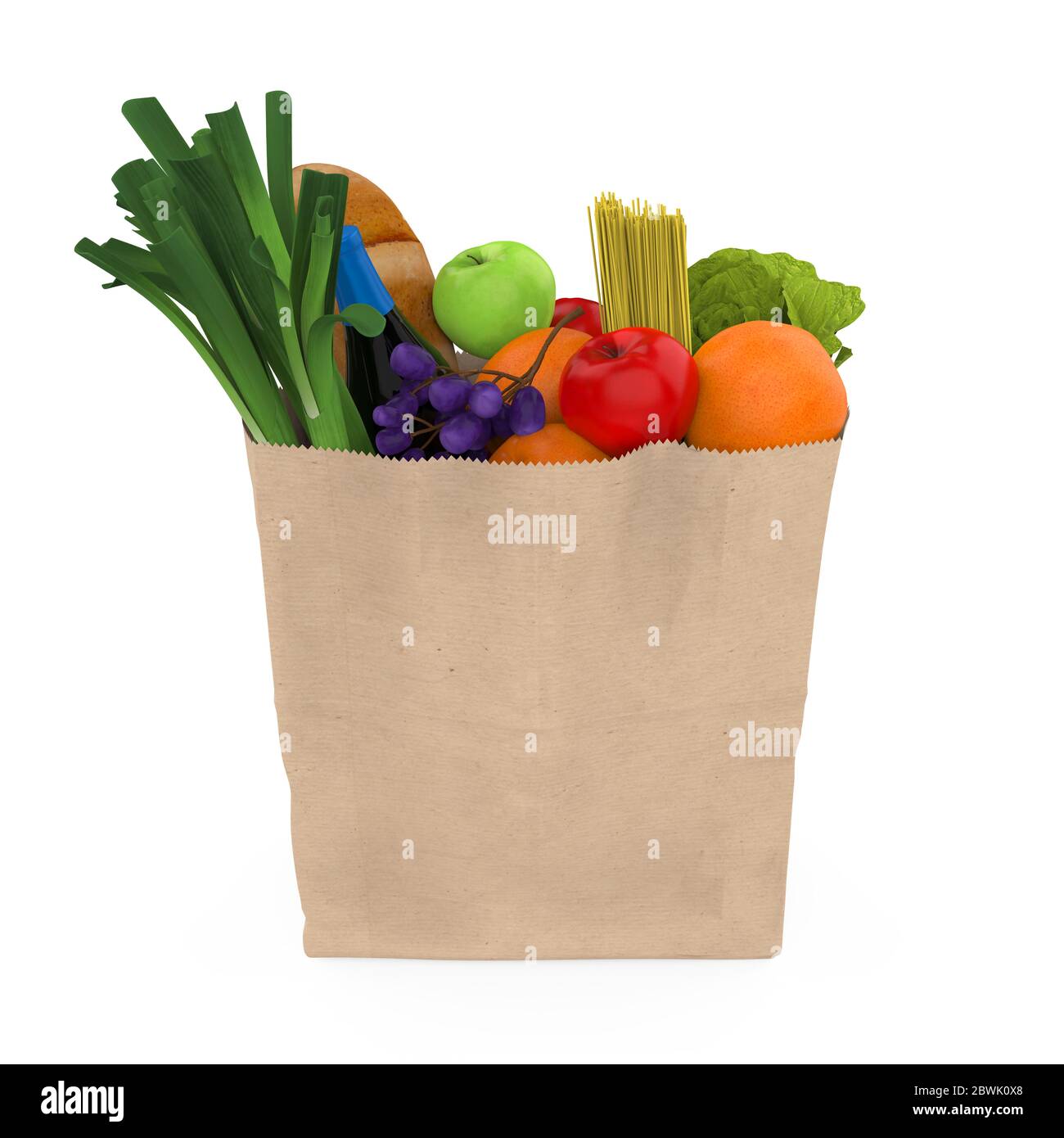 Sac en papier isolé pour les articles d'épicerie Banque D'Images