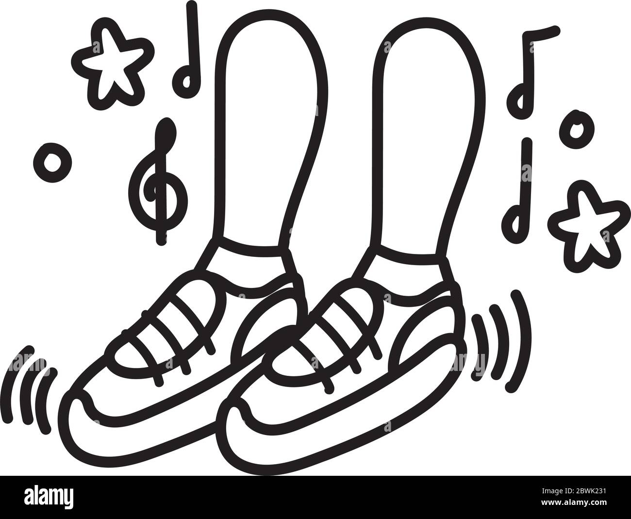 les amateurs de danse dansent avec des notes de musique en ligne Illustration de Vecteur