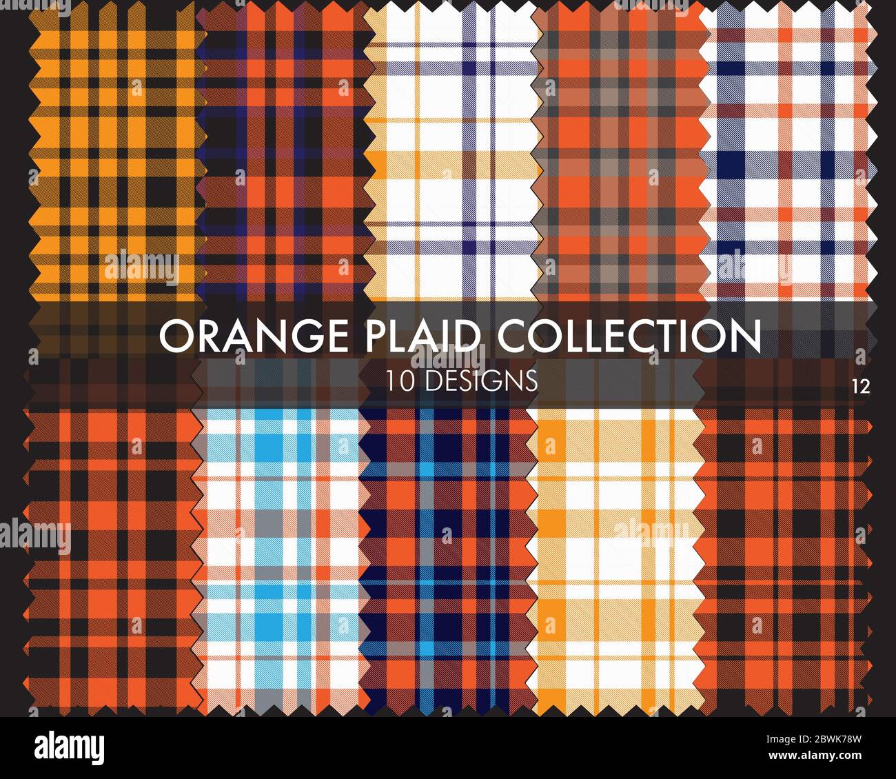 Collection de motifs écossais orange sans couture - la collection de motifs écossais orange sans couture comprend 10 motifs adaptés aux textiles de mode Illustration de Vecteur