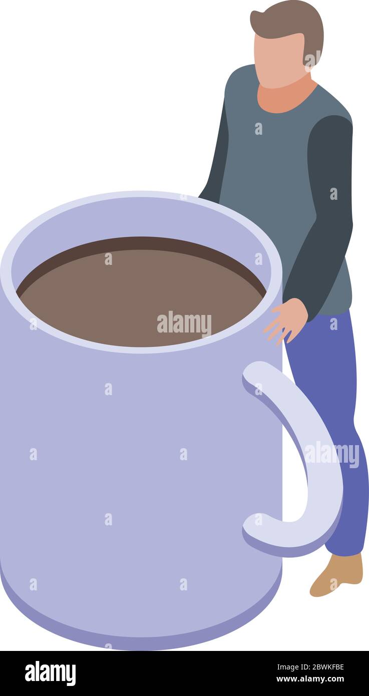 Icône de dépendance au café, style isométrique Illustration de Vecteur