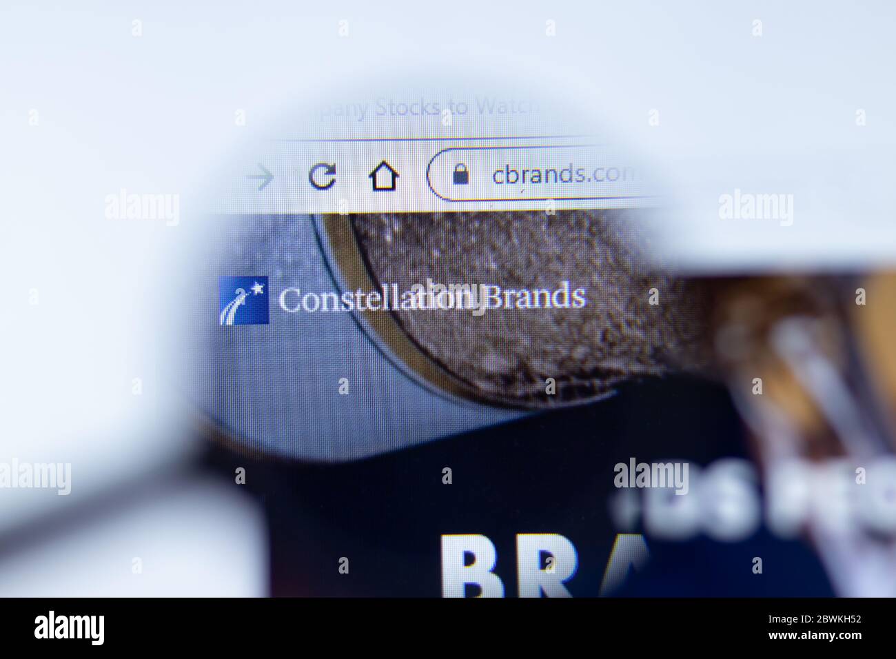 Moscou, Russie - 1 juin 2020 : page du site Cbrands.com. Logo constellation Brands Cbrands sur écran, Editorial. Banque D'Images
