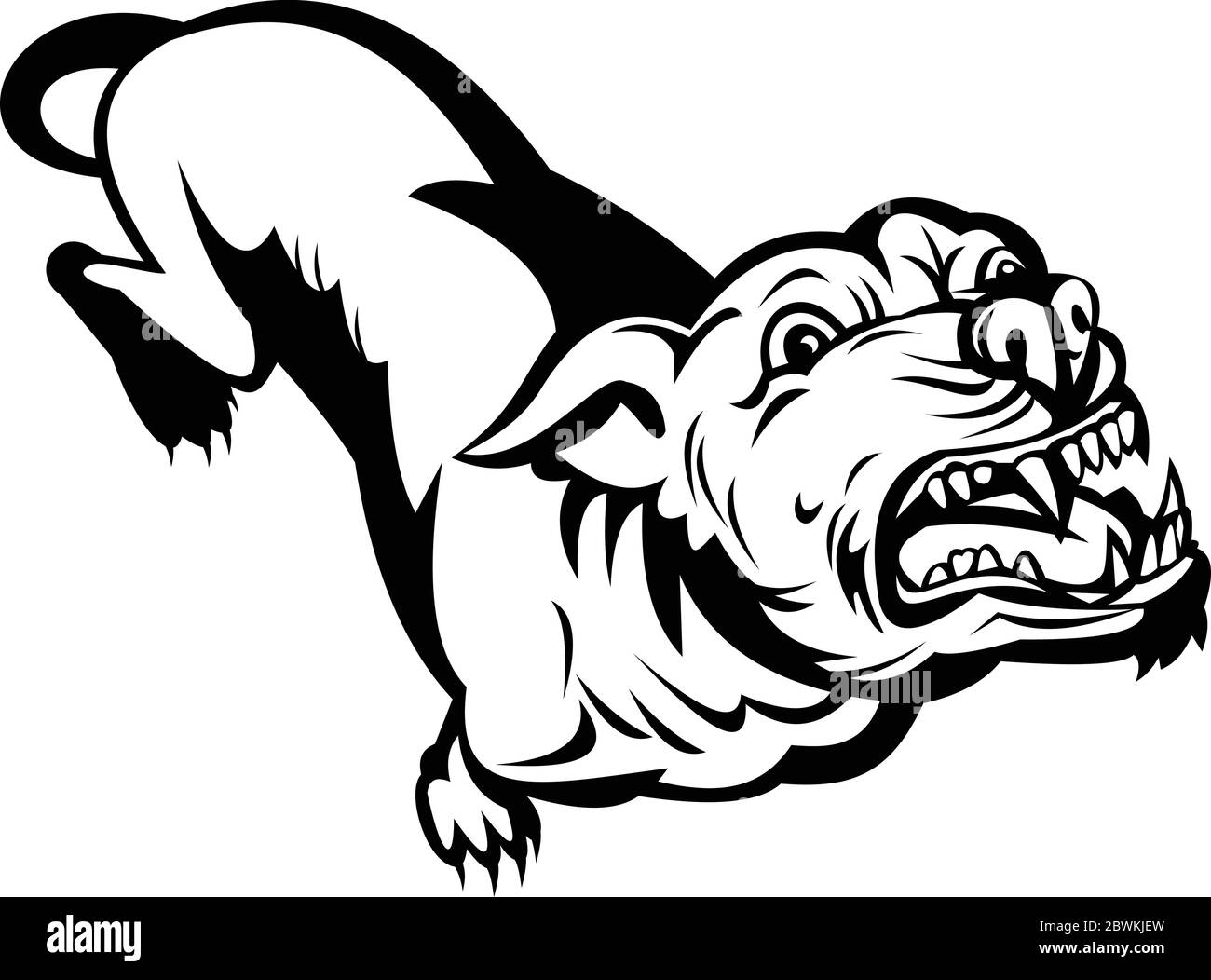 Illustration de style rétro d'un Pit taureau ou pitbull, nom commun pour un type de chien descendu de buldogs et de terriers, en colère et aboyant sur isolé Illustration de Vecteur