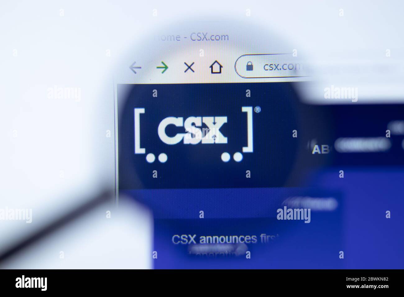 Moscou, Russie - 1 juin 2020 : page du site CSX.com. Logo CSX Corp sur l'écran, Editorial. Banque D'Images