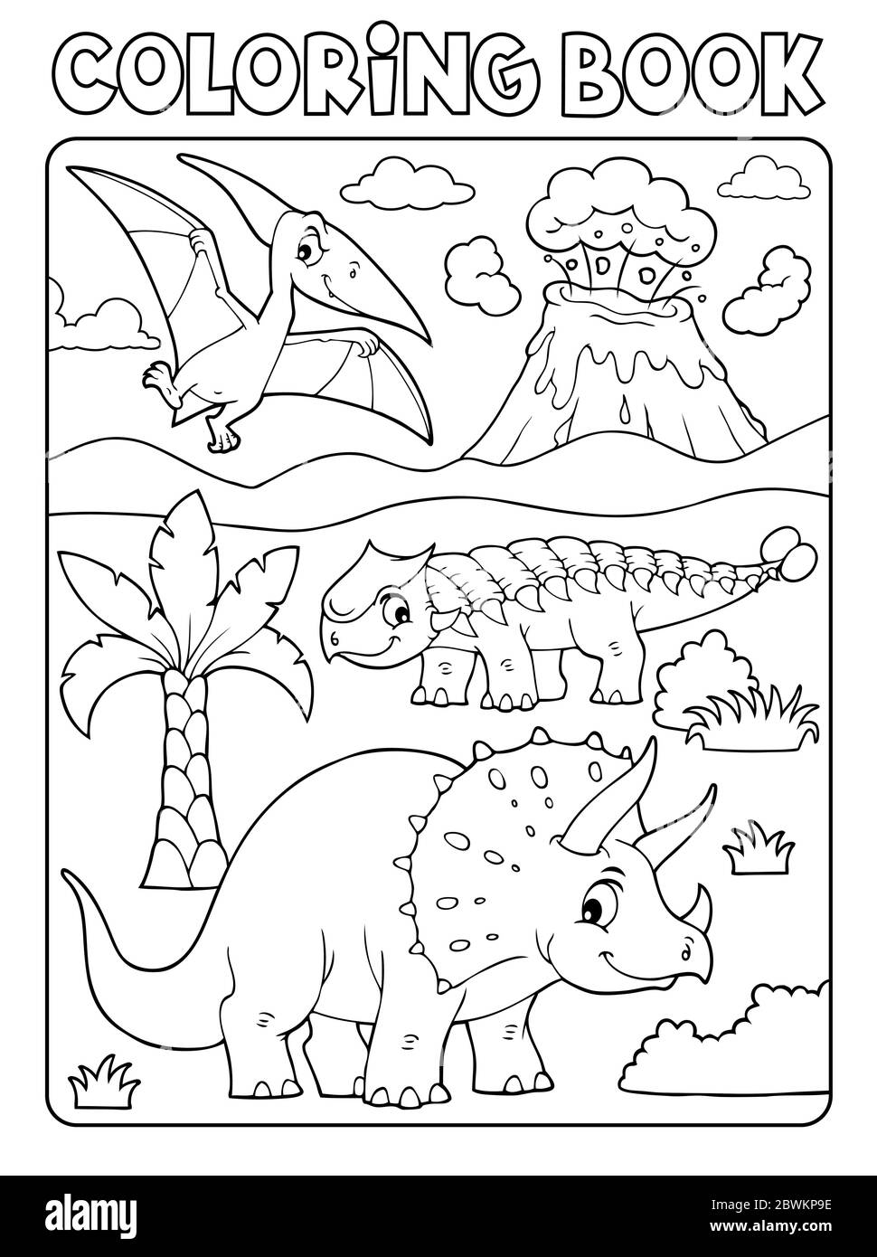 Livre de coloriage dinosaure sujet image 6 - eps10 illustration vectorielle. Illustration de Vecteur
