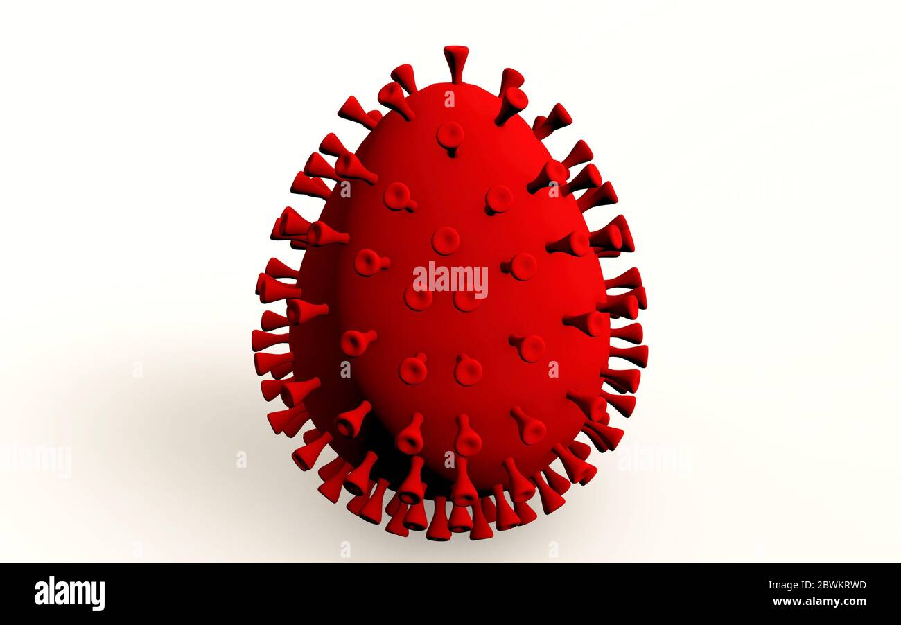 Coronavirus COVID-19 oeuf de Pâques 3D isolé sur blanc Banque D'Images
